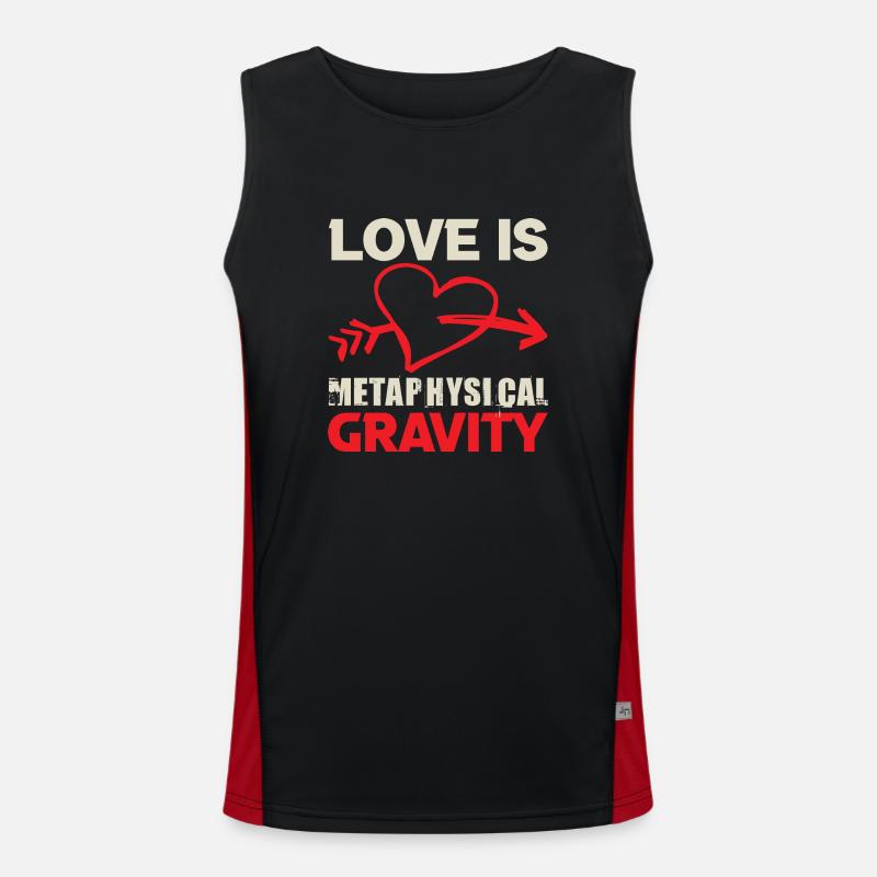LOVE IS METAPHYSICAL GRAVITY - Men's Functional Contrast Tank Top  - black/red