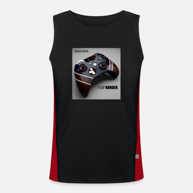 Game Controller Work Hard Gift Men's Functional Contrast Tank Top 