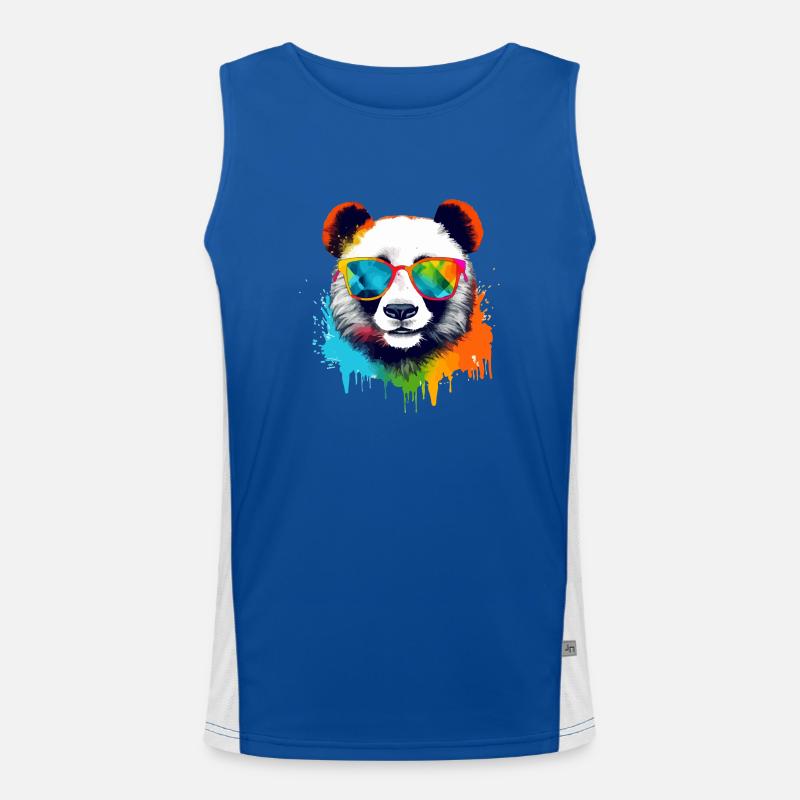 Cooli der Panda mit Brille Funktionelles Kontrast-Tank Top für Männer 