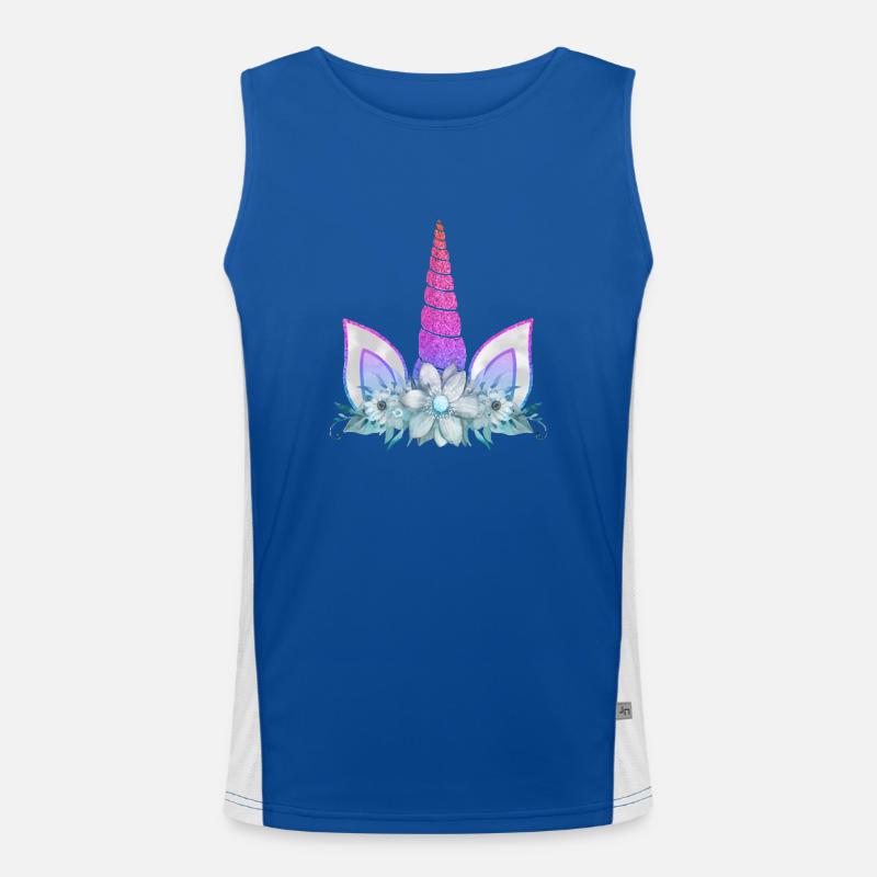Unicorn cute Rainbow funny unicorns magic fantasy Men's Functional Contrast Tank Top 