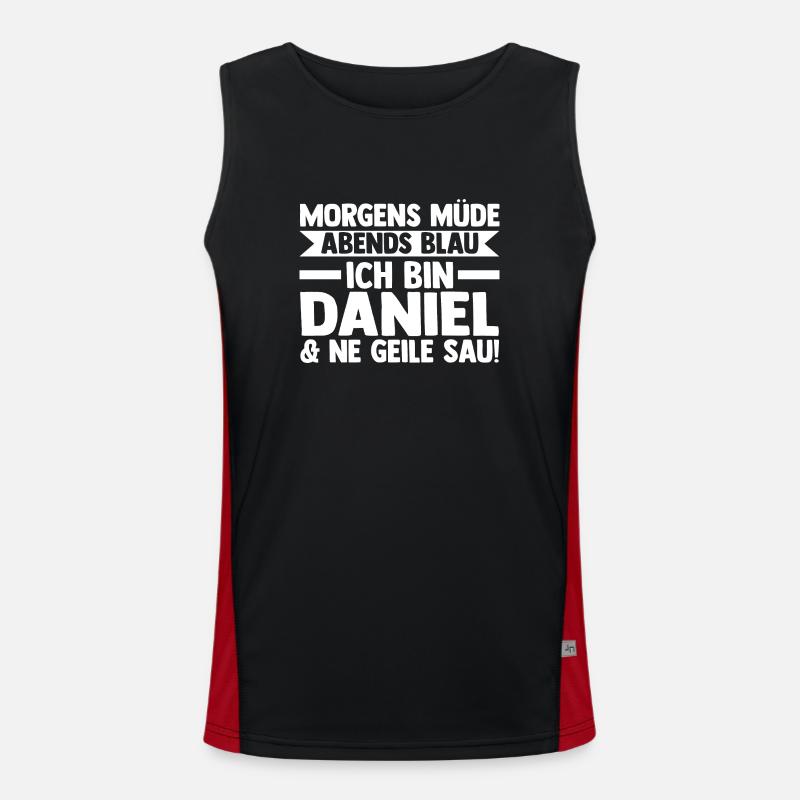 First name Daniel - Men's Functional Contrast Tank Top - black/red