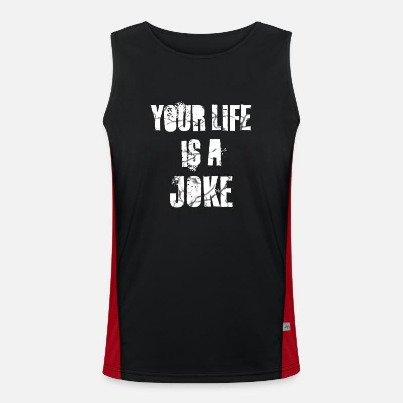 your life is a joke - Men's Functional Contrast Tank Top - black/red