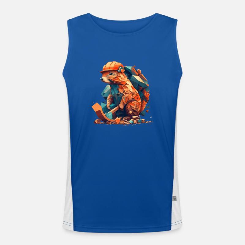 Beaver works on the construction site Men's Functional Contrast Tank Top 