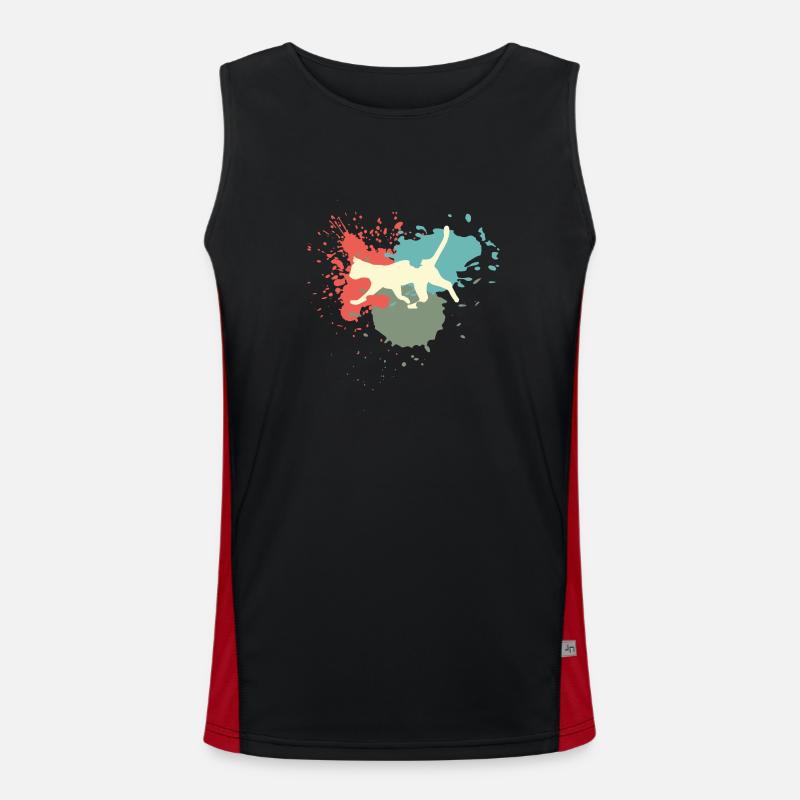 Éclaboussures de couleur rétro chat Débardeur respirant contrasté Homme 