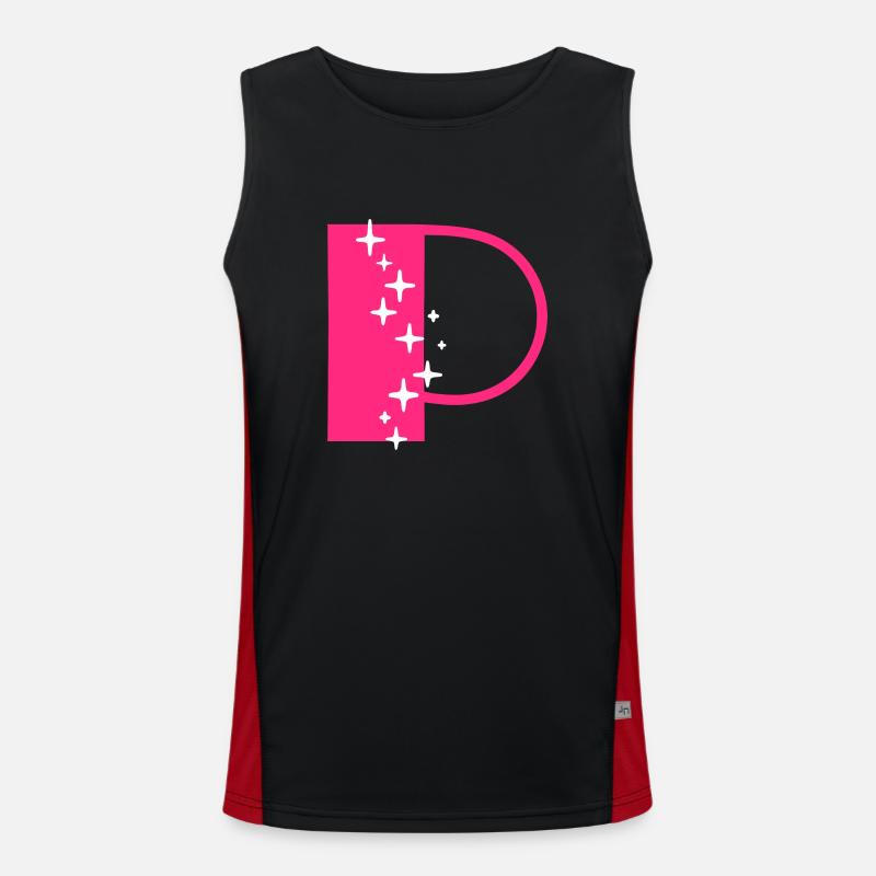 Buchstabe P Glitzer Funktionelles Kontrast-Tank Top für Männer 