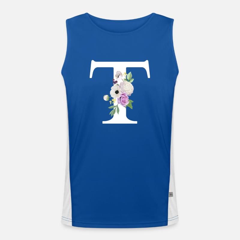 Lila Blumenbuchstabe T Funktionelles Kontrast-Tank Top für Männer 