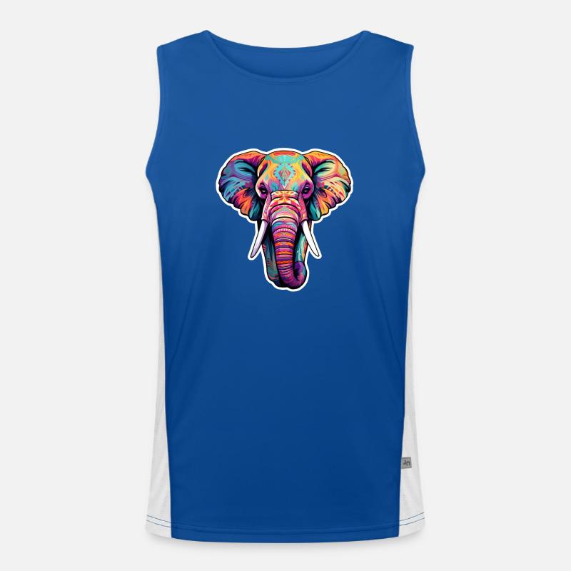 Elephant psychedelic Men's Functional Contrast Tank Top 