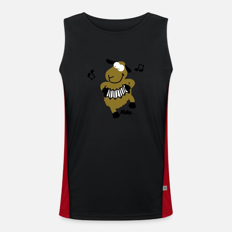 sheep (c) - Men's Functional Contrast Tank Top  - black/red
