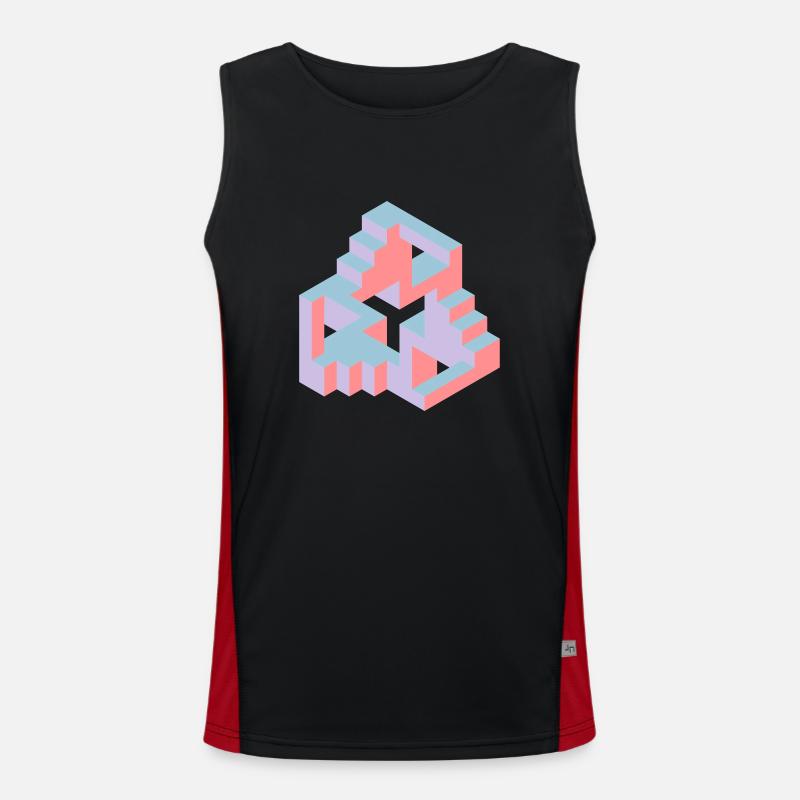 Impossible Figures 77B - Men's Functional Contrast Tank Top  - black/red