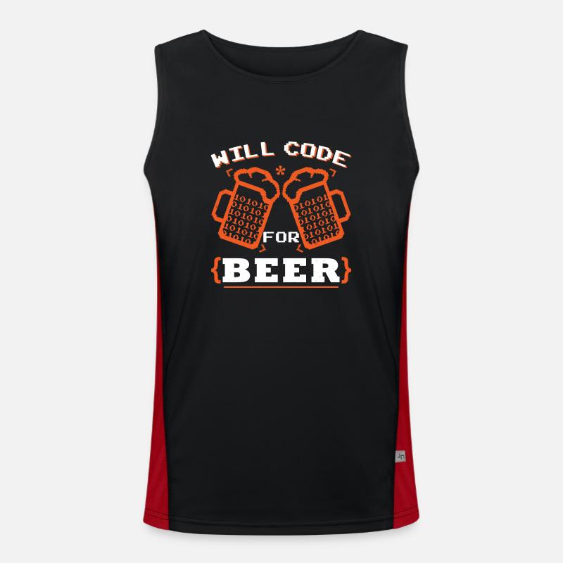 Will Code For Beer - Men's Functional Contrast Tank Top  - black/red