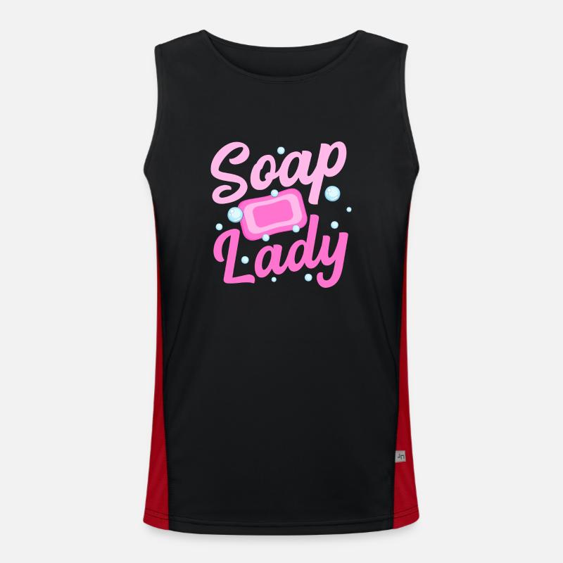 Soap Lady Soapmaker Soapmaking - Men's Functional Contrast Tank Top  - black/red