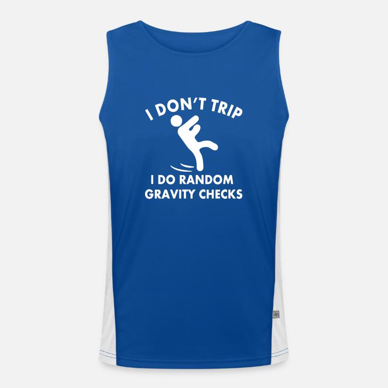 Random Gravity Checks Funny Men's Functional Contrast Tank Top 