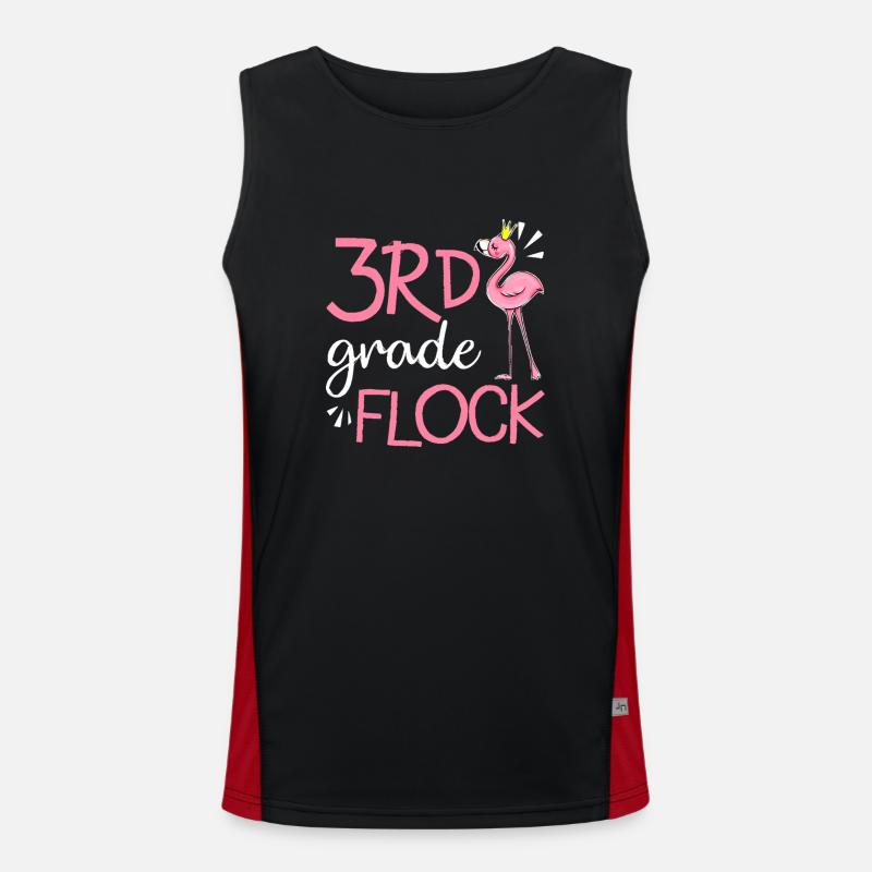 Flamingo Back To School 3rd Third Grade Flock Men's Functional Contrast Tank Top 