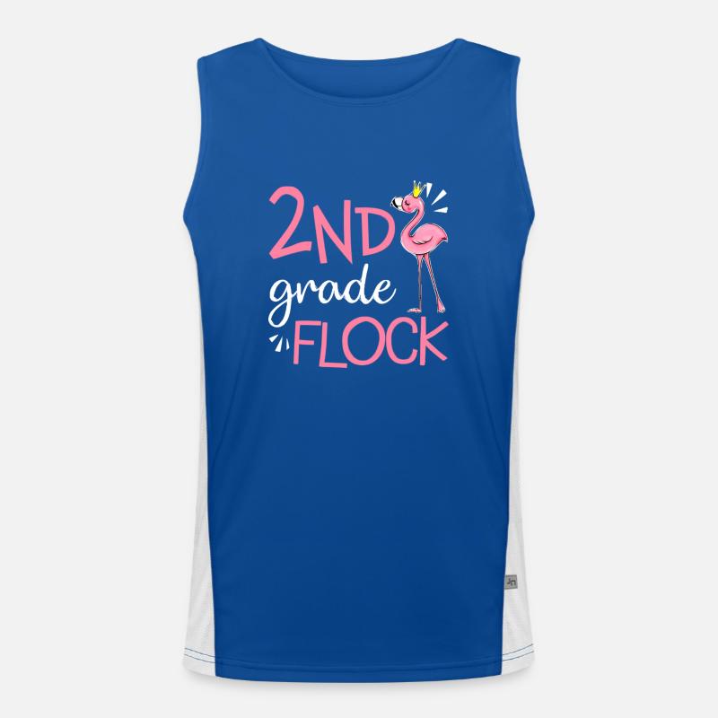 Flamingo Back To School 2nd Second Grade Flock Men's Functional Contrast Tank Top 