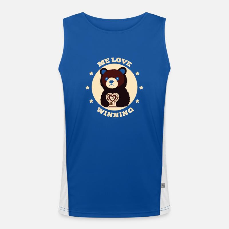 Ich liebe gewinnenden Bären Funktionelles Kontrast-Tank Top für Männer 