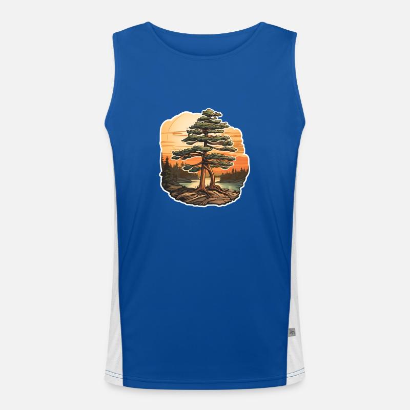 Pine tree at dusk Men's Functional Contrast Tank Top 
