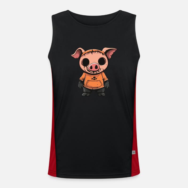 Schwein Halloween Zombie Funktionelles Kontrast-Tank Top für Männer 