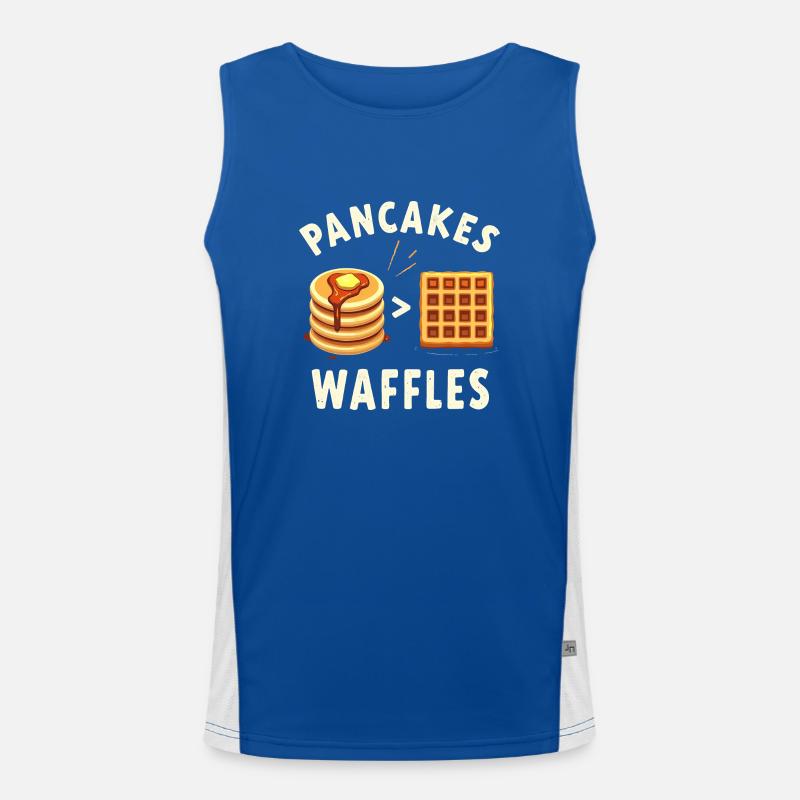 Pfannkuchen über Waffeln Funktionelles Kontrast-Tank Top für Männer 