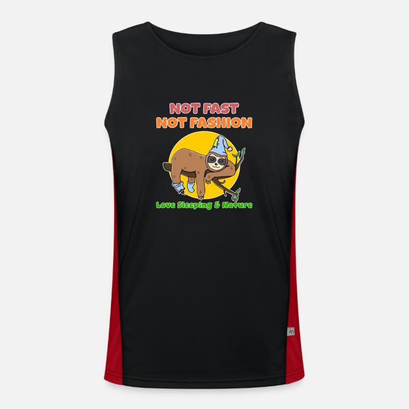 Lazy Sloth Cute Not Fast Nature Lover Sleeping Men's Functional Contrast Tank Top 