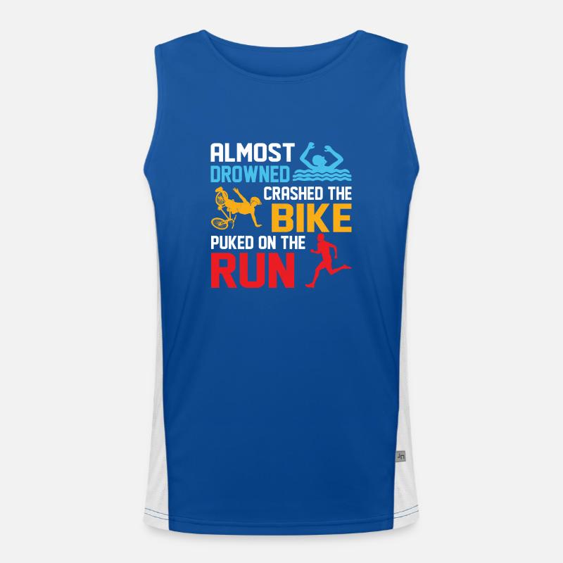 Almost drowned crashed the bike puked on run Triat Men's Functional Contrast Tank Top 