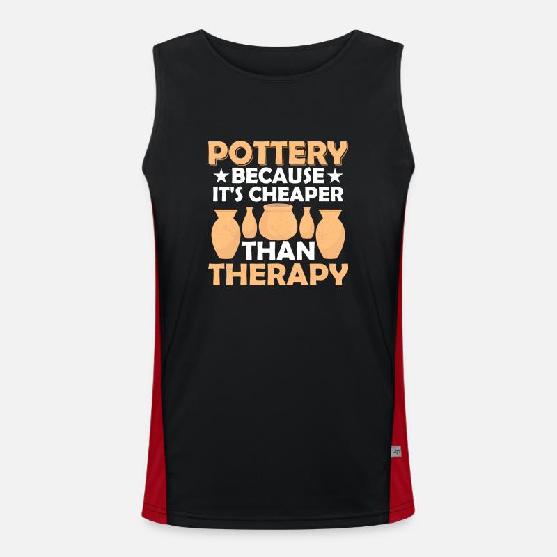 Pottery Because It's Cheaper Than Therapy Ceramics Funktionelles Kontrast-Tank Top für Männer 