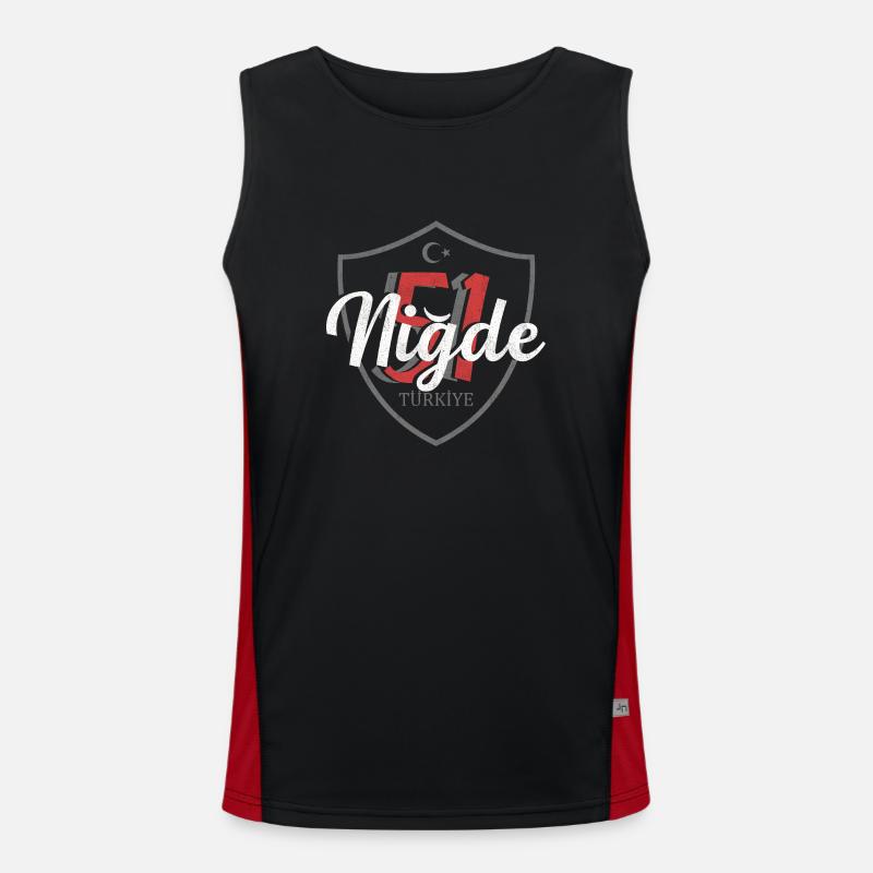 Nigde - Men's Functional Contrast Tank Top  - black/red