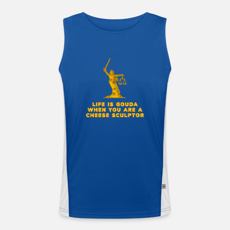 Cheese Sculptor - gouda, cottage cheese, Men's Functional Contrast Tank Top 