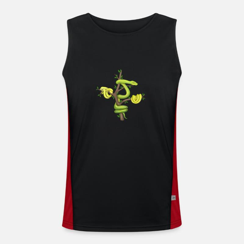 Der Grüne Python - Baumpython - Funktionelles Kontrast-Tank Top für Männer  - Schwarz/Rot