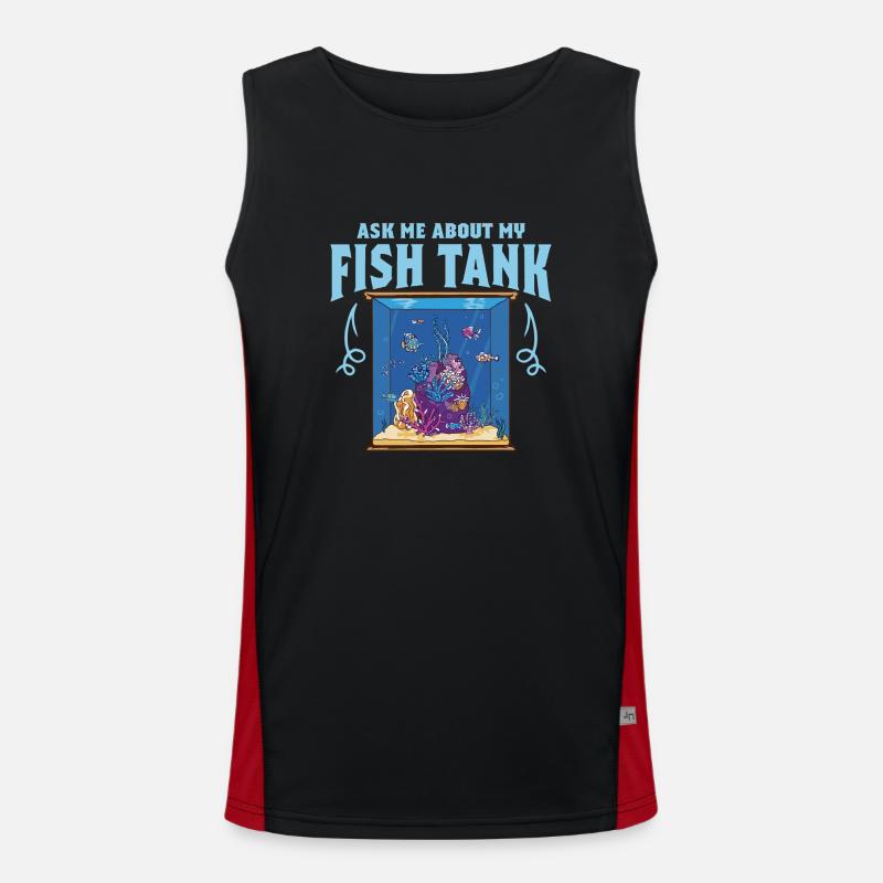 Posez-moi des questions sur mon aquarium Fish Tank Propriétaire Fish Keep Débardeur respirant contrasté Homme 