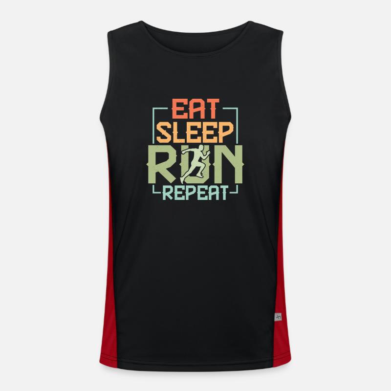 Eat. Sleep. Run. Repeat. Marathon Trail Running Funktionelles Kontrast-Tank Top für Männer 