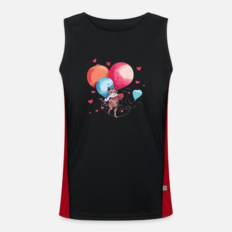 Mina the balloon cat - Men's Functional Contrast Tank Top - black/red