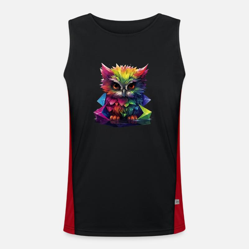 Regenbogen-Eule Funktionelles Kontrast-Tank Top für Männer 