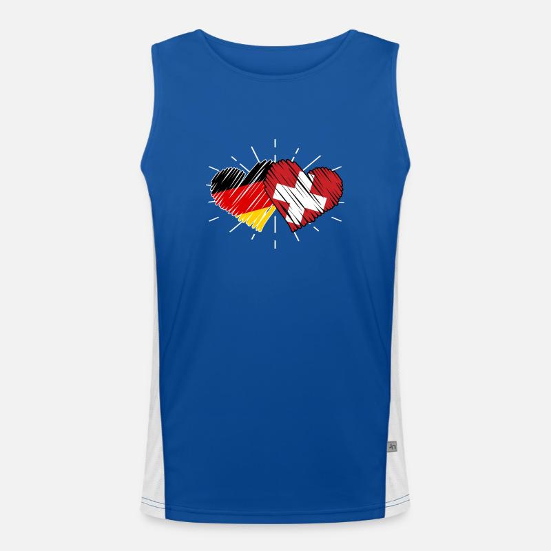 Schweizer Deutsches Herz Schweiz Funktionelles Kontrast-Tank Top für Männer 