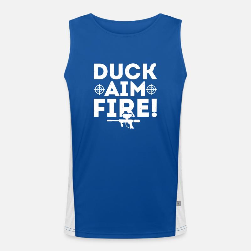 Duck, Aim, Fire! Tactical Player Paintball Funktionelles Kontrast-Tank Top für Männer 