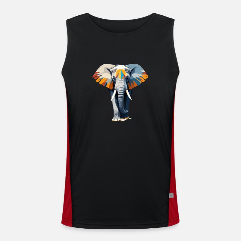 Elefant Vektor Kunst Lebendige Farbe Illustration Funktionelles Kontrast-Tank Top für Männer 