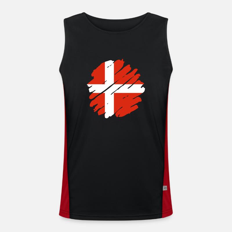 Danemark Drapeau Scandinavie Drapeau danois Voyage Débardeur respirant contrasté Homme 