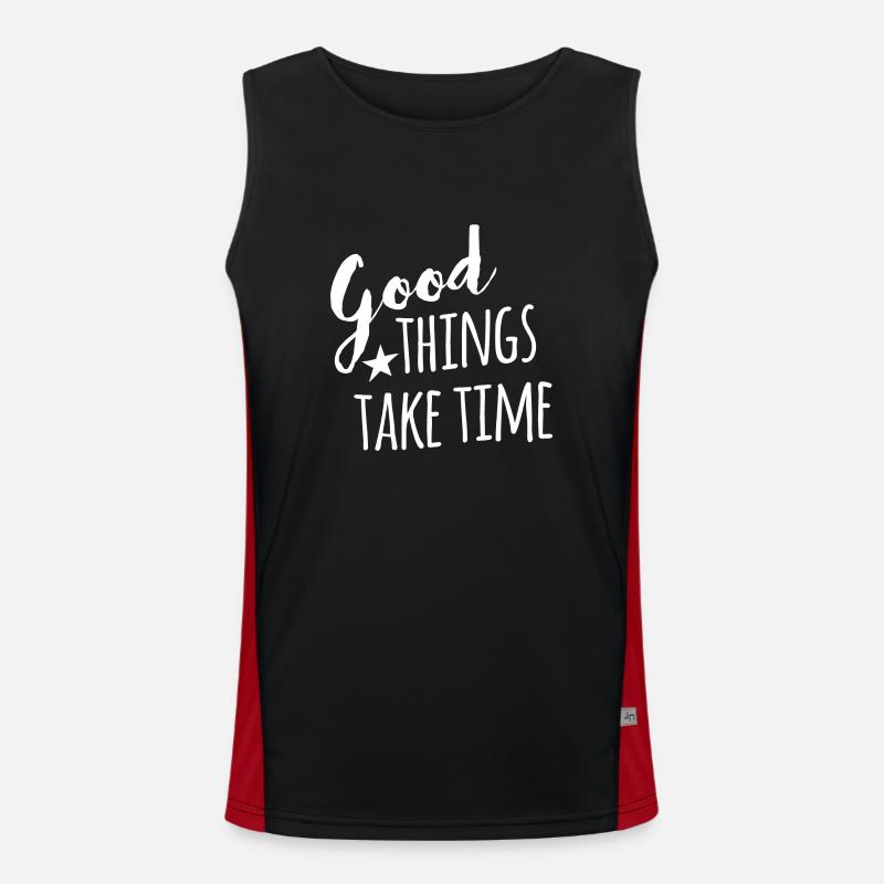 Good things take time - withe handletter Men's Functional Contrast Tank Top 