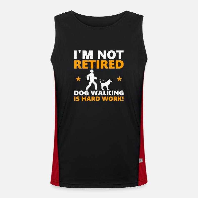 Dog walking is hard work Funktionelles Kontrast-Tank Top für Männer 