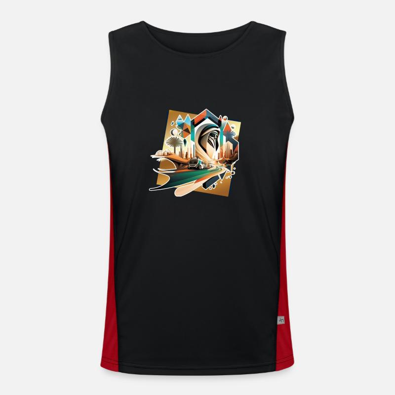 abstract uae in the future cartoon Men's Functional Contrast Tank Top 