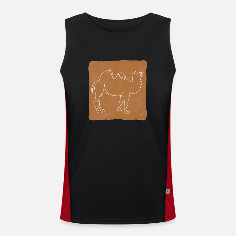 "Camel", Boho Line Art Design, Series "Desert" Men's Functional Contrast Tank Top 