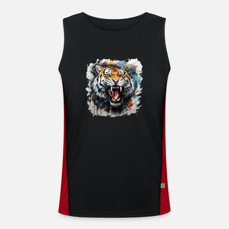 Tiger Design Tigerkopf Funktionelles Kontrast-Tank Top für Männer 
