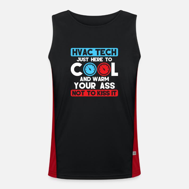 HVAC Tech Just Here To Cool Installer Technician Funktionelles Kontrast-Tank Top für Männer 