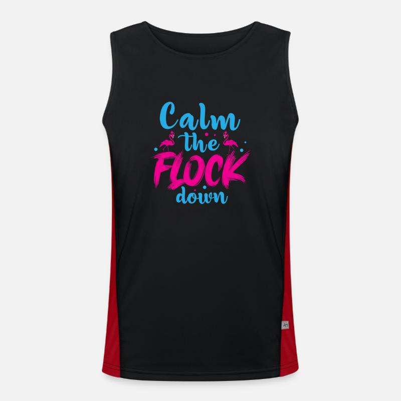 Flamingo Calm The Flock Down Funny Pink Bird Men's Functional Contrast Tank Top 