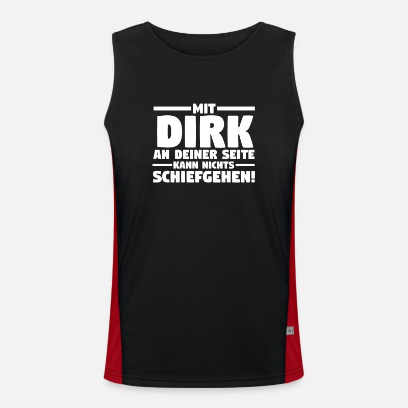 First name Dirk - Men's Functional Contrast Tank Top - black/red
