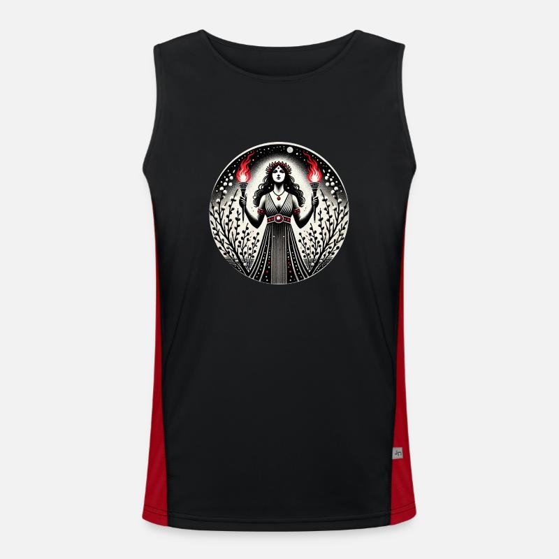 Hecate Goddess - Men's Functional Contrast Tank Top  - black/red