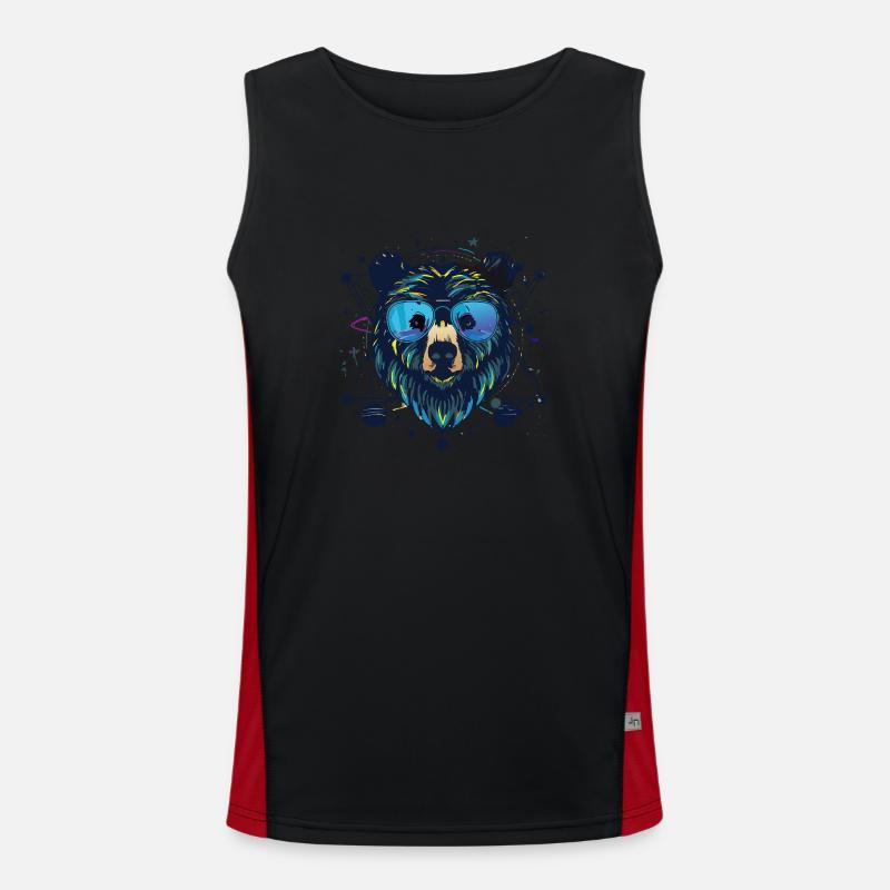 Bear,graffiti,painting,colorful,planets Men's Functional Contrast Tank Top 