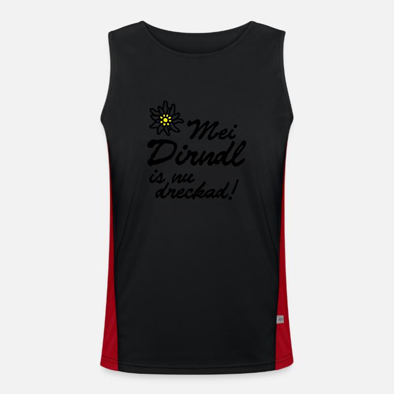 "Mei dirndl est nu dreckad!" | Débardeur respirant contrasté Homme 