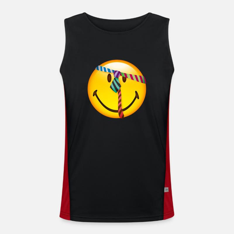 Smiley Tie - Funktionel kontrast tanktop til herrer  - sort/rød
