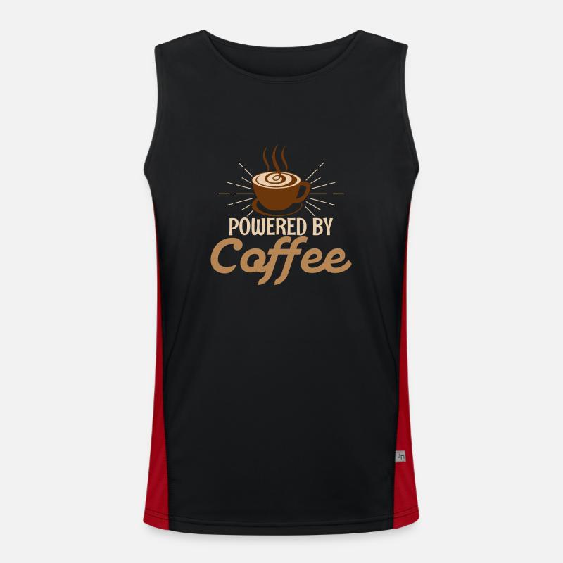 Powered By Coffee Caffeinated Morning Person Funktionelles Kontrast-Tank Top für Männer 