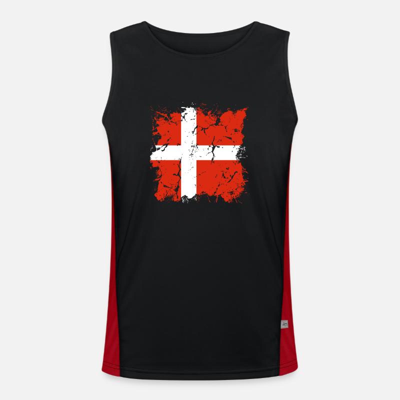 Danemark Drapeau Scandinavie Drapeau danois Voyage Débardeur respirant contrasté Homme 